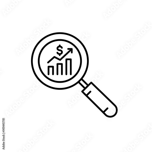 Magnifying glass icon with financial growth symbol