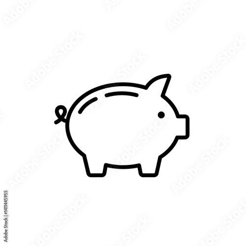Piggy bank icon in outline saving style