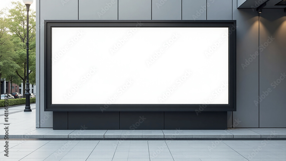 Fototapeta premium blank billboard on the wall. exterior advertising at the modern building.