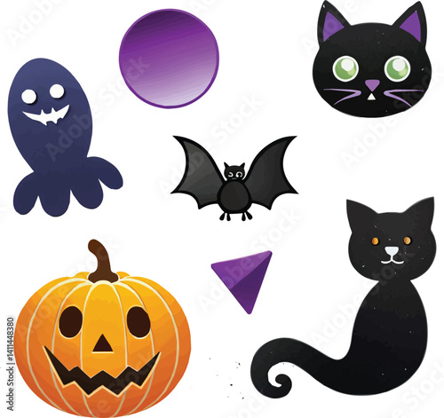 A spooky Halloween night illustration features a haunted house silhouette.