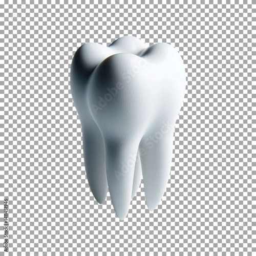 A detailed 3D render of a single human tooth, High-Resolution 3D Tooth Image for Dental Posters on transparent background, png, psd
