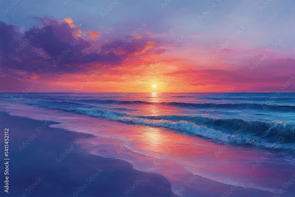 Fototapeta premium Peaceful sunset beach scene