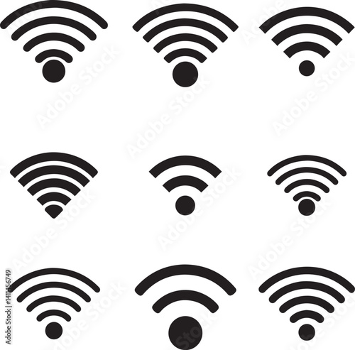 wi fi icon vector, Set of Wireless Network Icons in Different Sizes