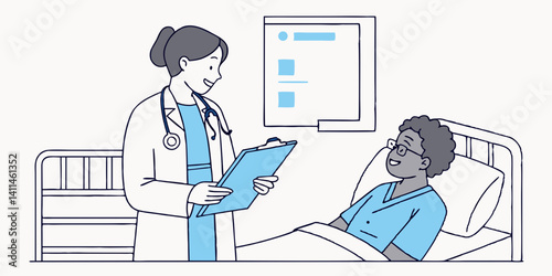 Doctor Examining Patient in Hospital Bed Compassionate Healthcare