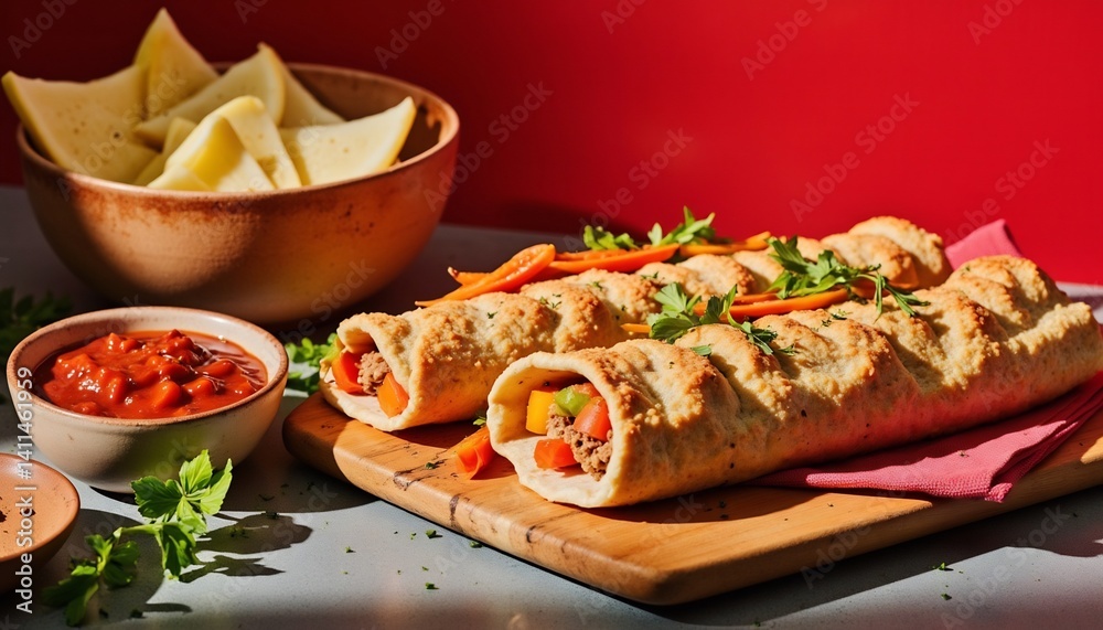 Delicious Savory Rolls With Salsa And Cheese Appetizers Delicious Savory Rolls With Salsa And Cheese Appetizers