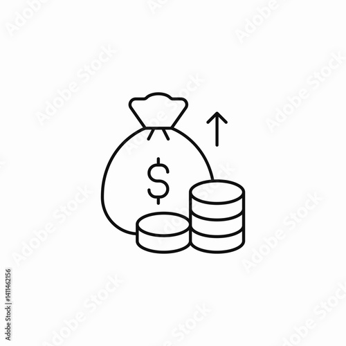funds increase coins icon sign vector