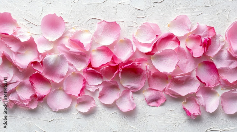 Obraz premium Pink and White Rose Petals on White Textured Background