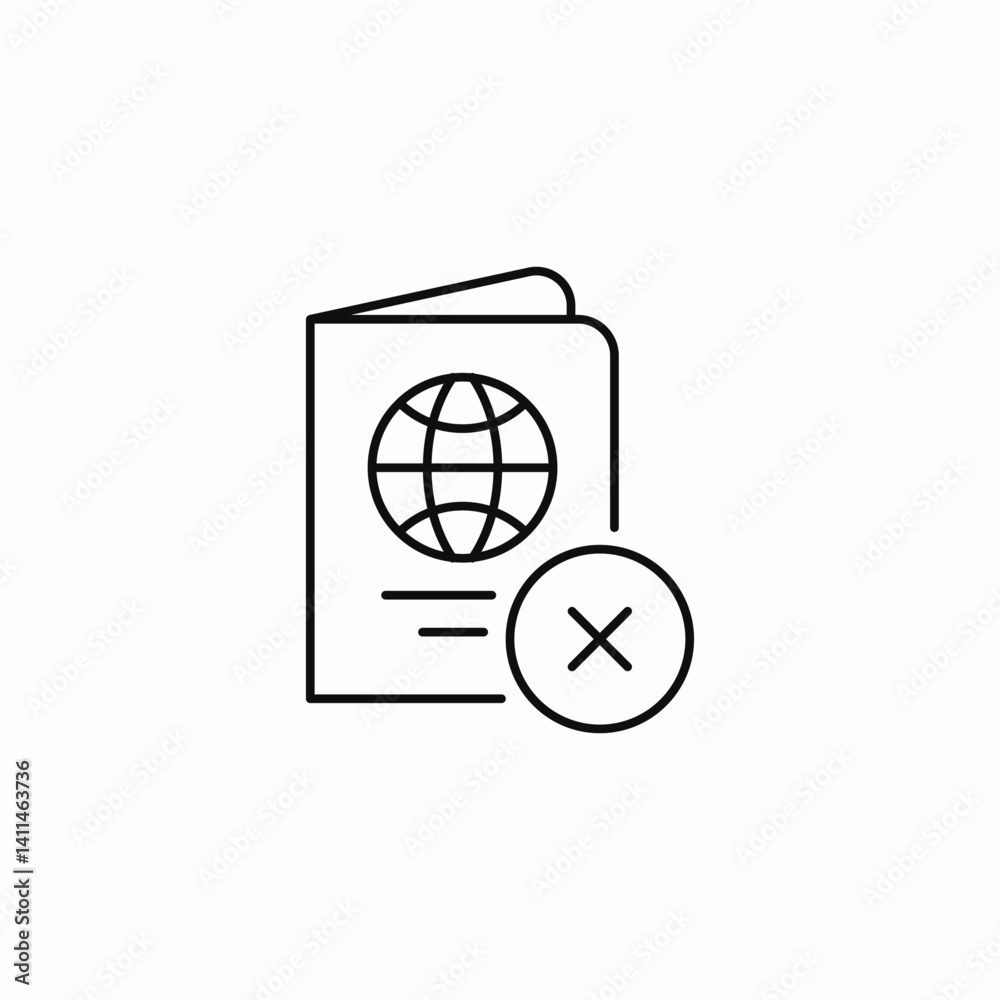 passport denied icon sign vector passport denied icon sign vector