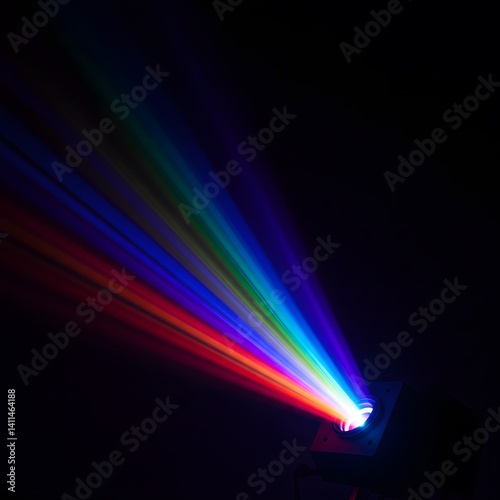 Obraz na płótnie dark background, projector beam, prismatic colors, vivid light dispersion, optical refraction, RGB light, rgb spectrum light of projector, Colorful light projection, rainbow spectrum w salonie