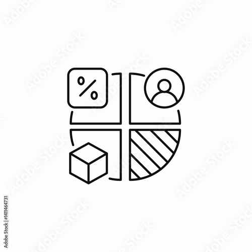 segmented data elements icon sign vector