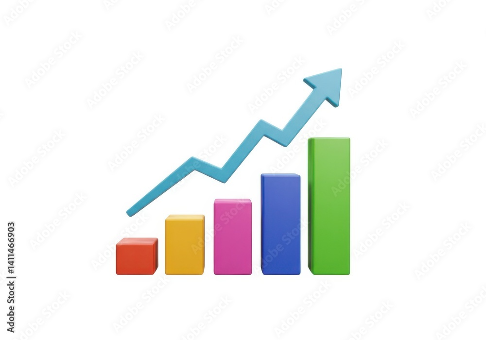 Growth chart graphic business success illustration isolated on white background Growth chart graphic business success illustration isolated on white background