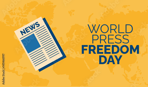 
world press freedom day vector with newspaper illustration and yellow background