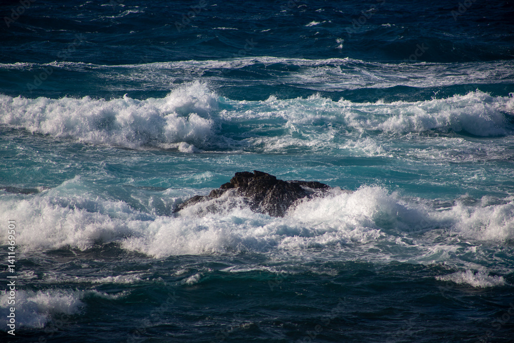 Fototapeta premium 奄美大島の自然、海、波、青、白。