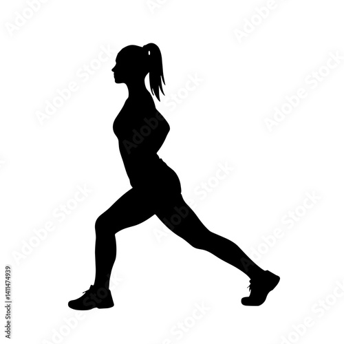 Silhouette of a woman lunging in an athletic pose