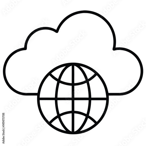 Obraz na płótnie Cloud computing technology with globe vector on white background w salonie