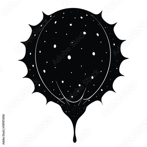 Abstract Black & White Stingray Illustration: Minimalist Vector Art of a Spotted Sea Creature with Spiked Edges for Graphic Design