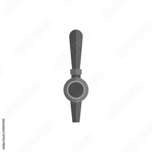 Silhouette of a beer tap with handle. Front view. Element of beer pump. Vector icon and illustration on white background.