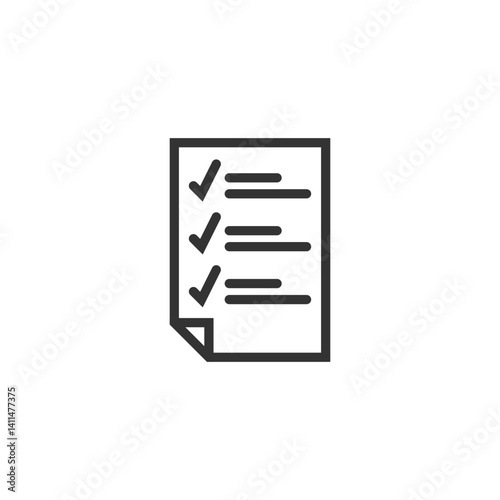 Checklist icon. A sheet of paper with a list of check marks. Vector illustration on white background.