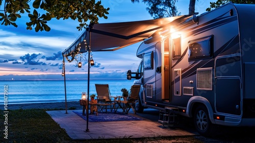 Beachside RV Camping at Dusk