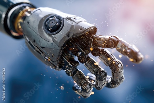 Futuristic robotic hand reaching