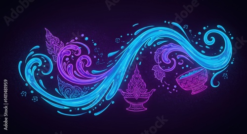 Cyberpunk Songkran Water Blessing