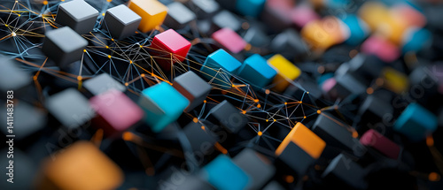 Colorful interconnected cubes