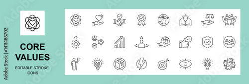 Core Values Editable Stroke Line Icons
