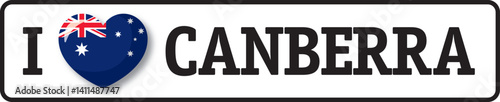 I love Canberra, australian flag inside a heart shape celebrating Australia's capital city