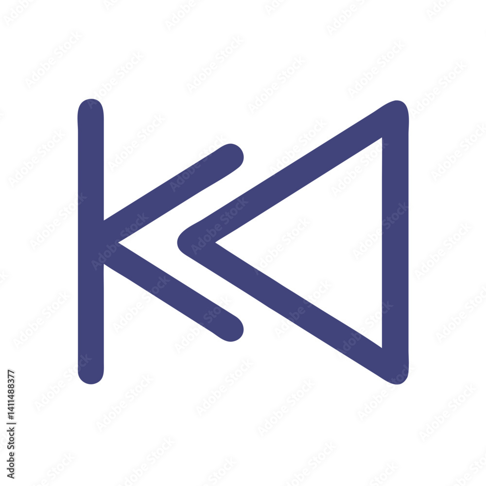 Backward Button Icon Representing Previous Media or Playback Control Backward Button Icon Representing Previous Media or Playback Control