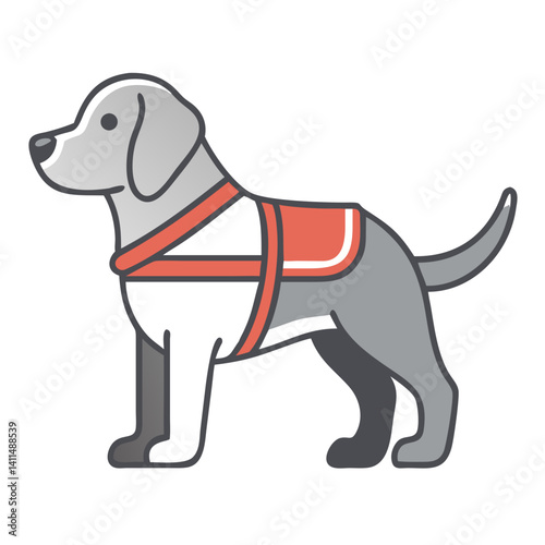 Guide Dog Standing in Harness with a Friendly Expression  