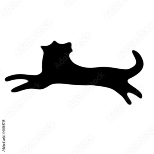 a dog ruuning by seeing something scary black silhouette illustration