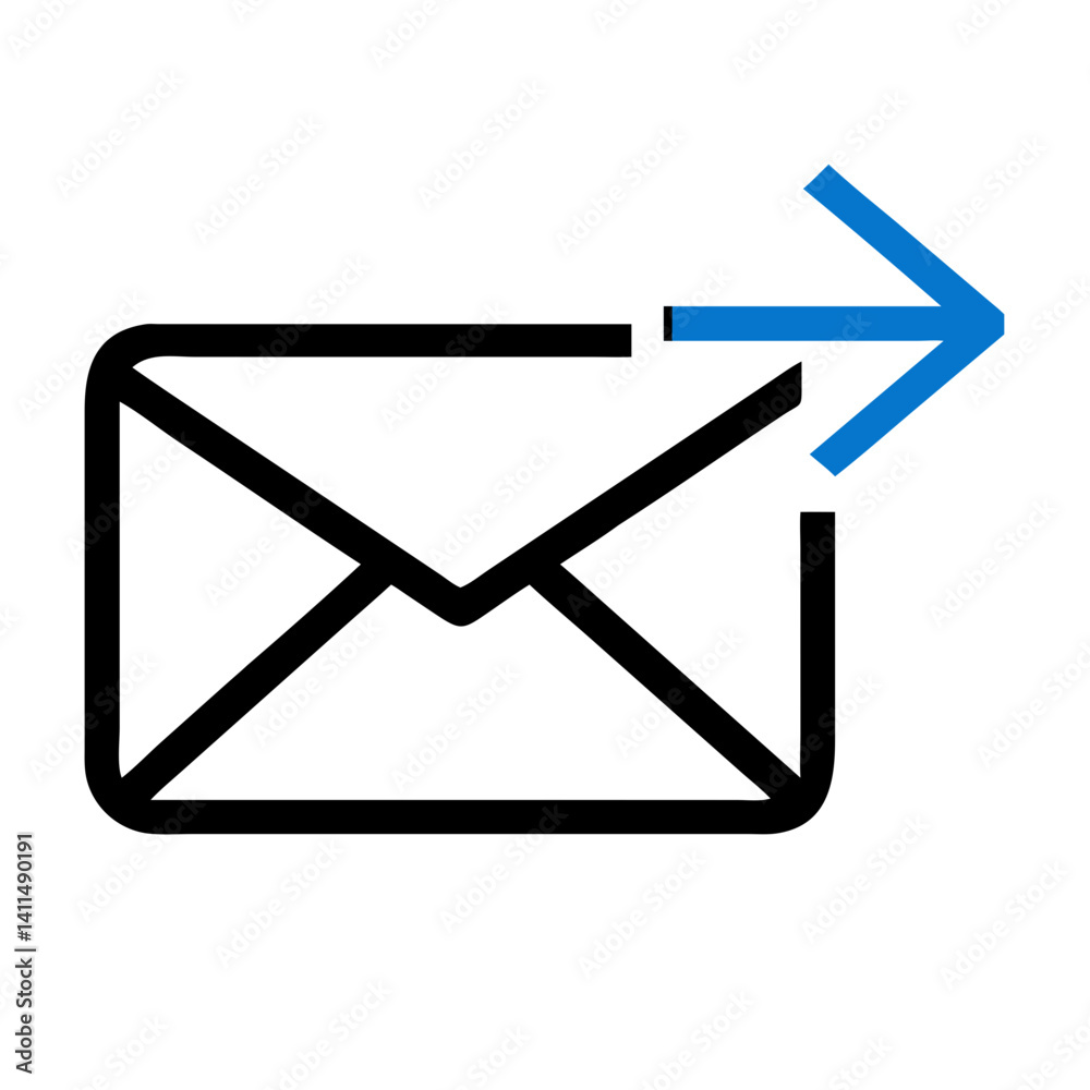 Envelope with Arrow Icon Representing Sent Email or Outgoing Message Envelope with Arrow Icon Representing Sent Email or Outgoing Message