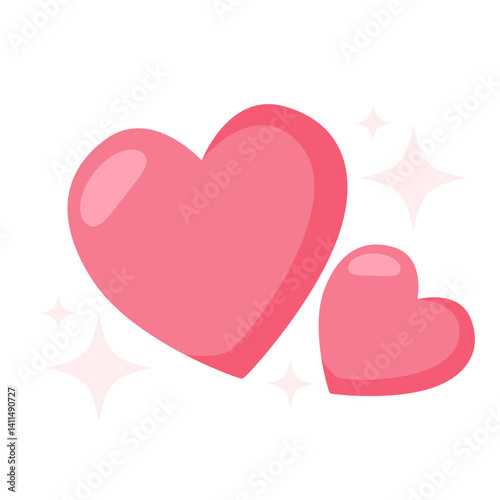 Flat red and pink heart illustration in a cute style. Perfect for Valentine’s Day, love themes, wedding decor, romantic cards, and affectionate digital art projects.