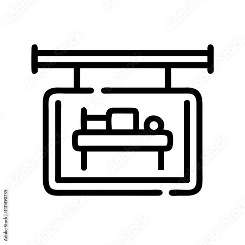 Hanging Signboard Icon Representing Hotel Indicator or Lodging Direction Sign