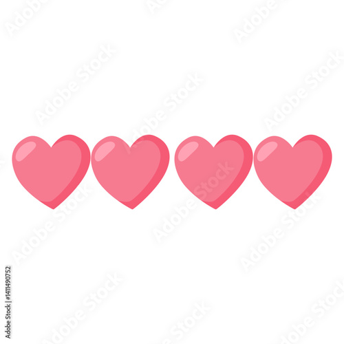 Flat red and pink heart illustration in a cute style. Perfect for Valentine’s Day, love themes, wedding decor, romantic cards, and affectionate digital art projects.