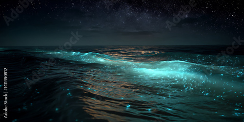 A Mystical Ocean with Glowing Bioluminescence for Fantasy, Dreamy, and Underwater-Themed Projects