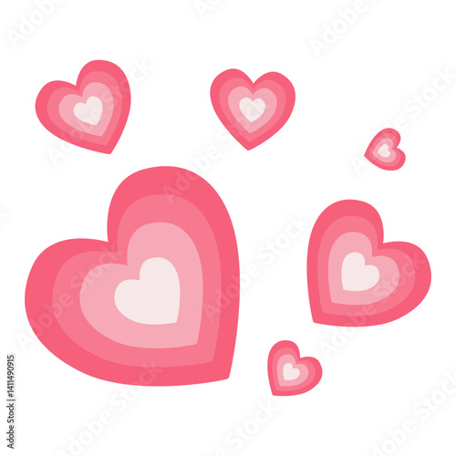 Flat red and pink heart illustration in a cute style. Perfect for Valentine’s Day, love themes, wedding decor, romantic cards, and affectionate digital art projects.