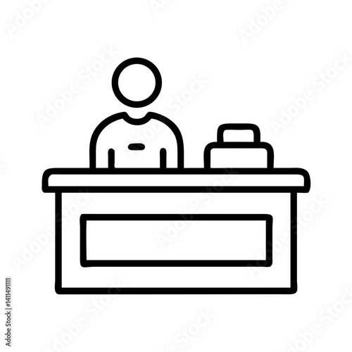 Hotel Reception Desk Icon Representing Front Desk or Guest Check-in Service