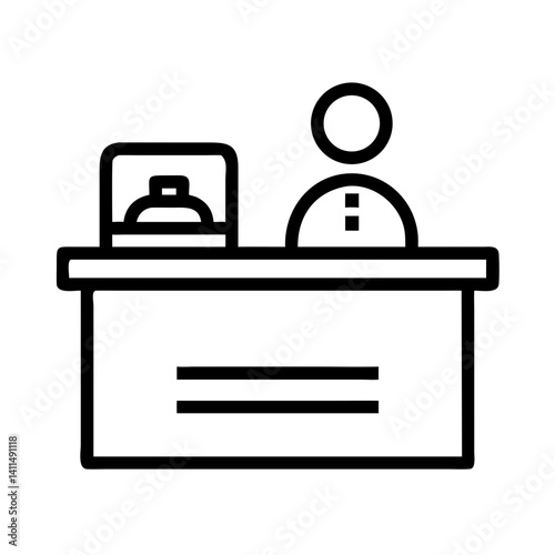 Hotel Reception Desk Icon Representing Front Desk or Guest Check-in Service