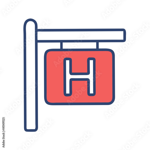 Hotel Sign Icon Representing Accommodation Marker or Lodging Identifier