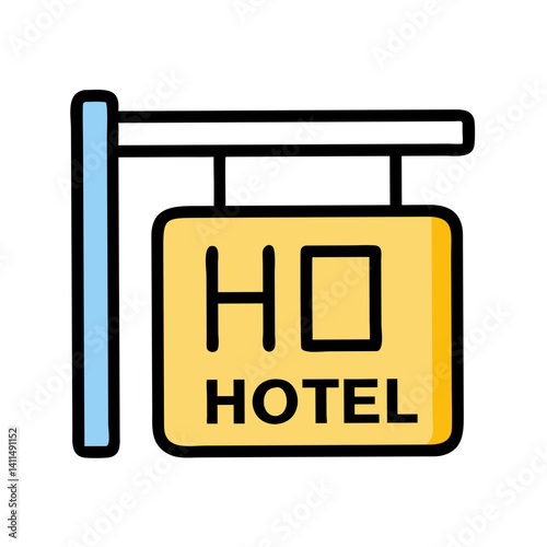 Hotel Sign Icon Representing Accommodation Marker or Lodging Identifier