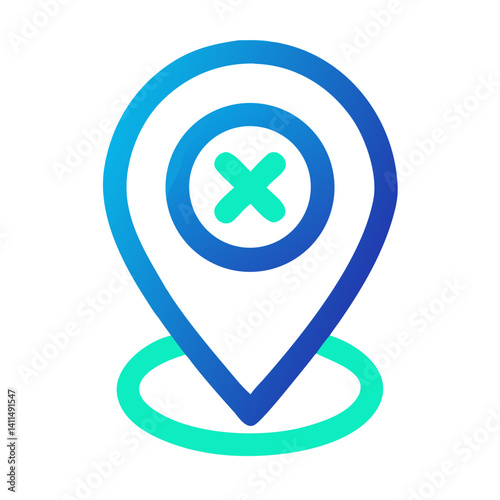 Location Pin with Cross Icon Representing Filtered Search or Excluded Location