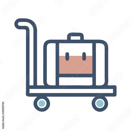 Luggage Trolley Icon Representing Baggage Handling and Airport Transport