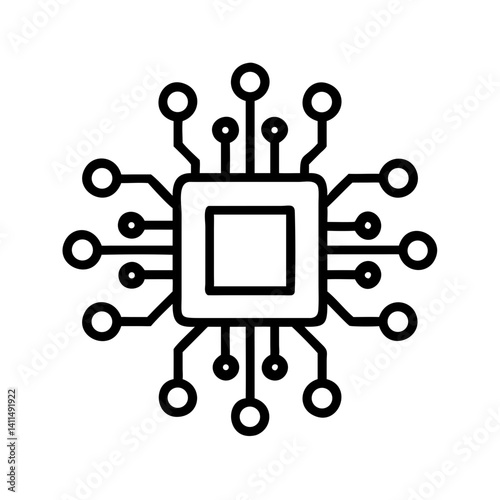 Microchip Icon Representing Digital Circuitry and Technology
