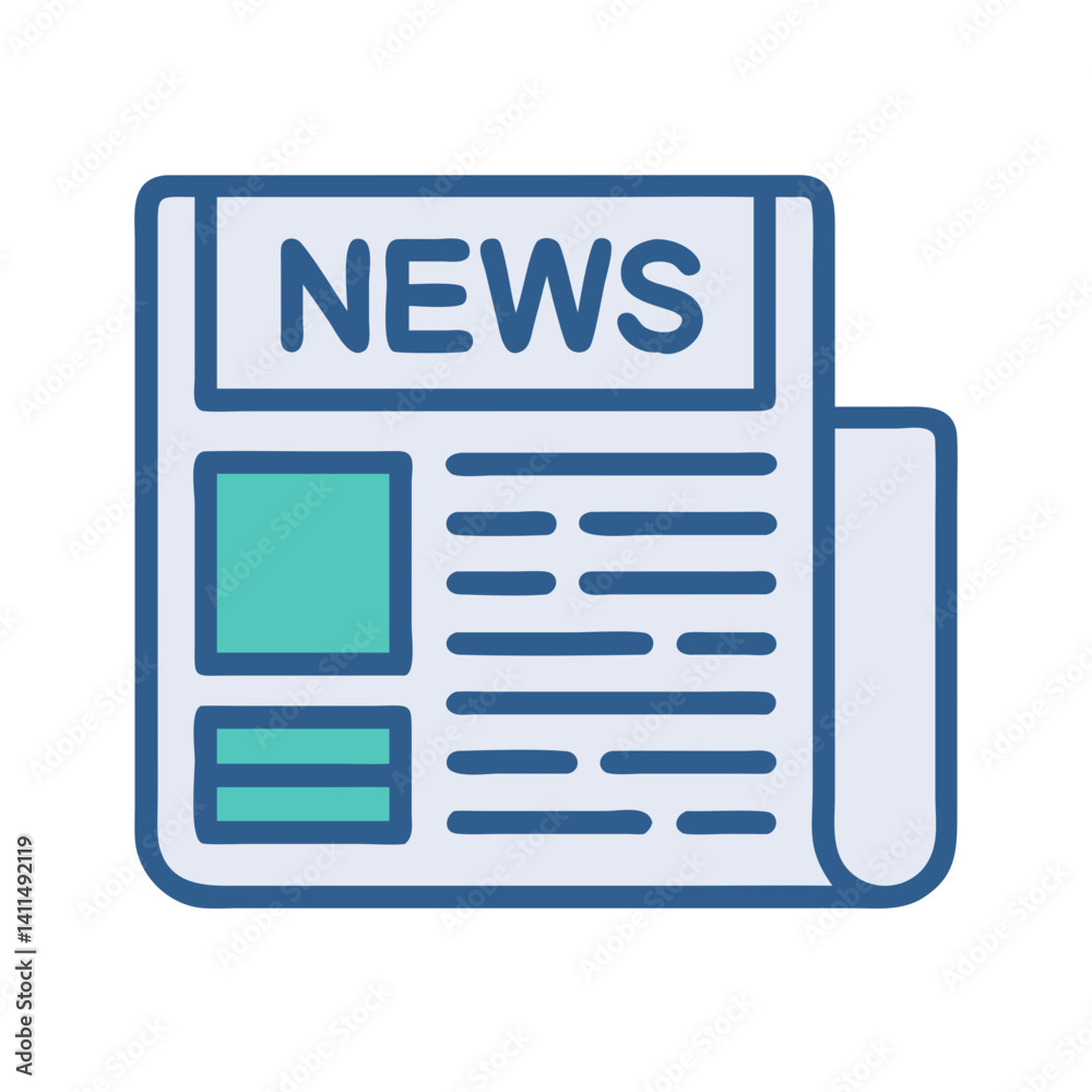 Newspaper Icon Representing Daily News Service and Information Newspaper Icon Representing Daily News Service and Information