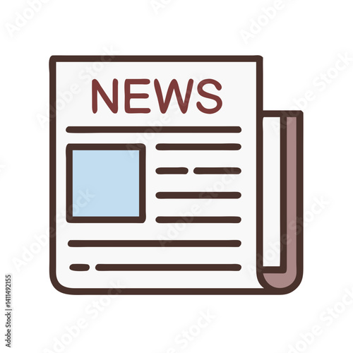 Newspaper Icon Representing Daily News Service and Information
