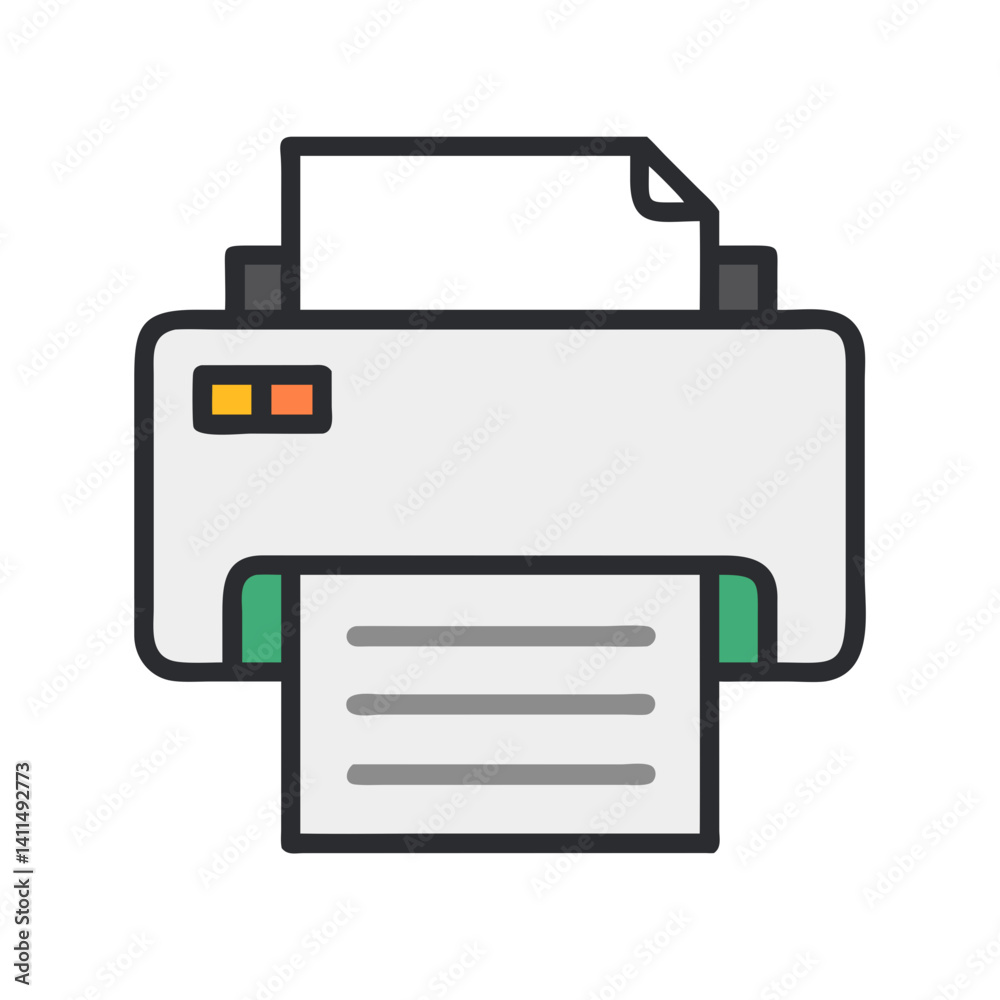 Printer Icon Representing Document Output Device and Printing Function Printer Icon Representing Document Output Device and Printing Function