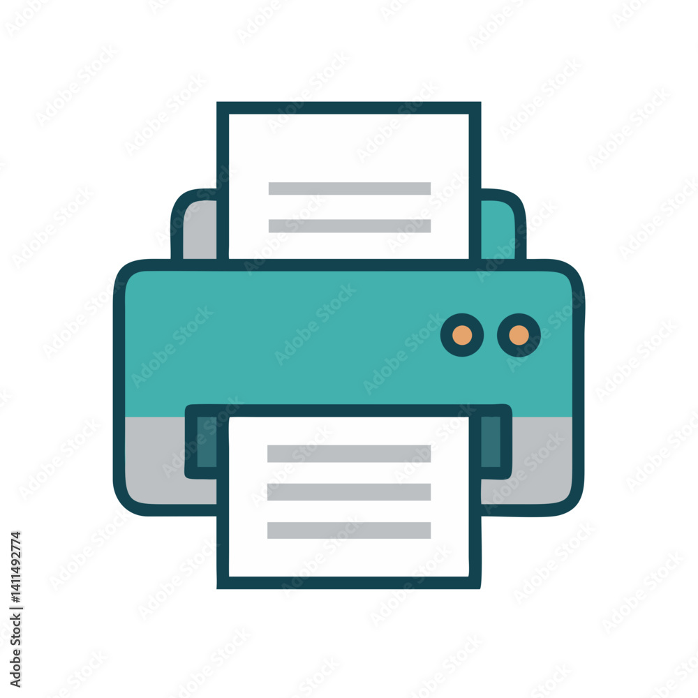 Printer Icon Representing Document Printing and Paper Output Printer Icon Representing Document Printing and Paper Output