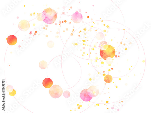 抽象的な丸がある暖かな色の背景イラスト