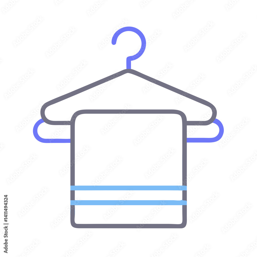 Towel on Hanger Icon Representing Bath Linen and Bathroom Essentials Towel on Hanger Icon Representing Bath Linen and Bathroom Essentials